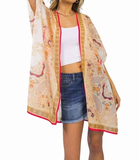 Woven Cover Up In Ivory Taupe
