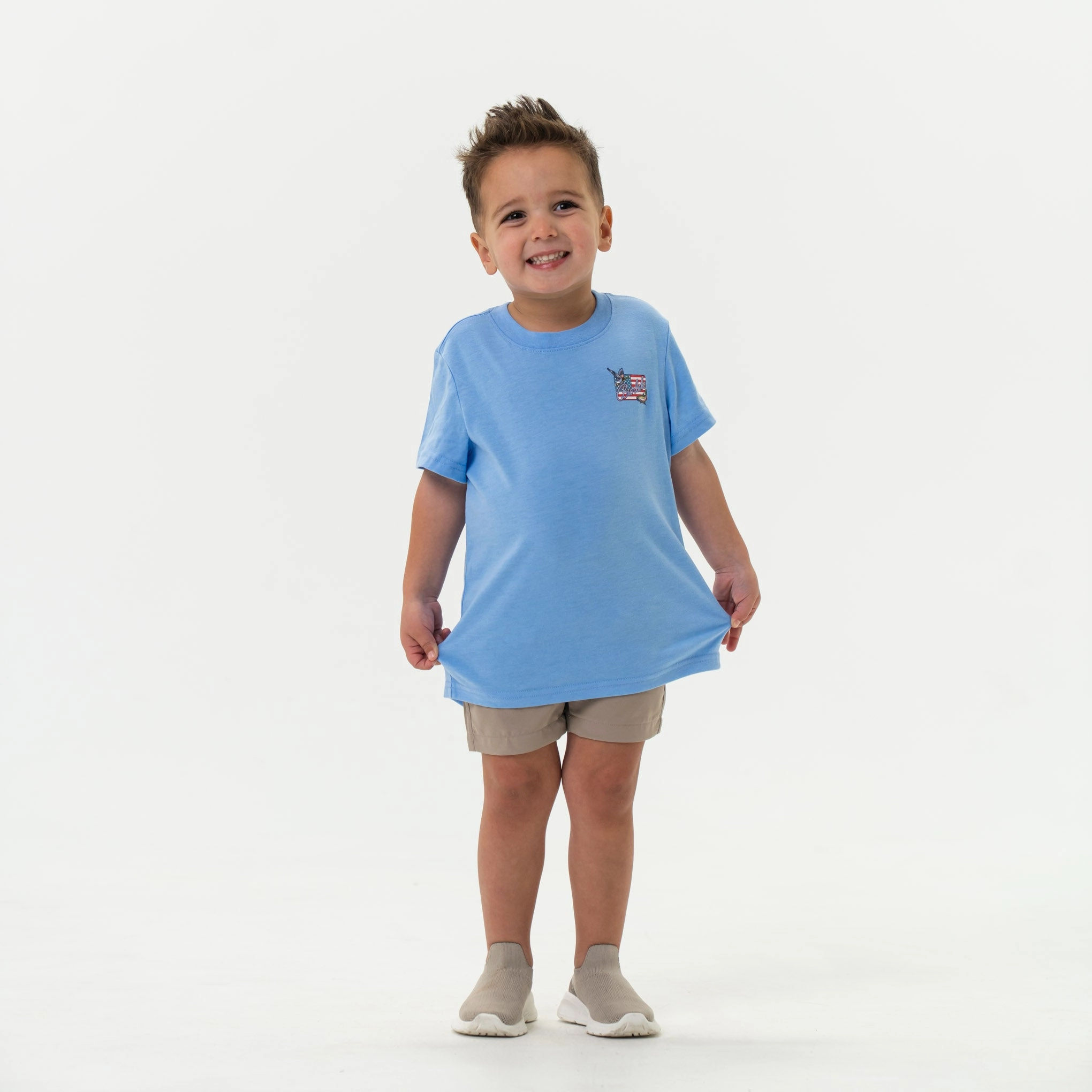 Youth Tee - BURLEBO Patch Flag - Heather Periwinkle