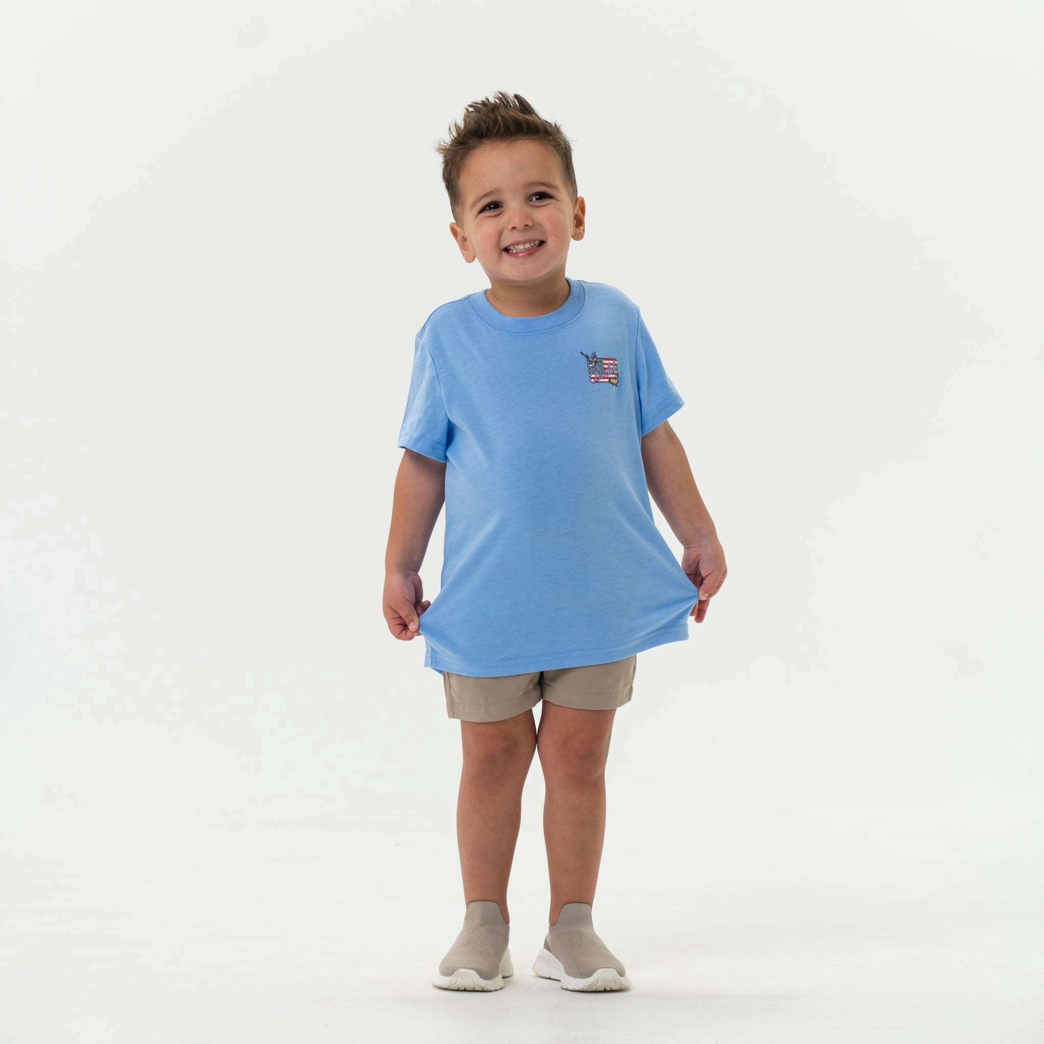 Youth Tee - BURLEBO Patch Flag - Heather Periwinkle