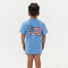Youth Tee - BURLEBO Patch Flag - Heather Periwinkle