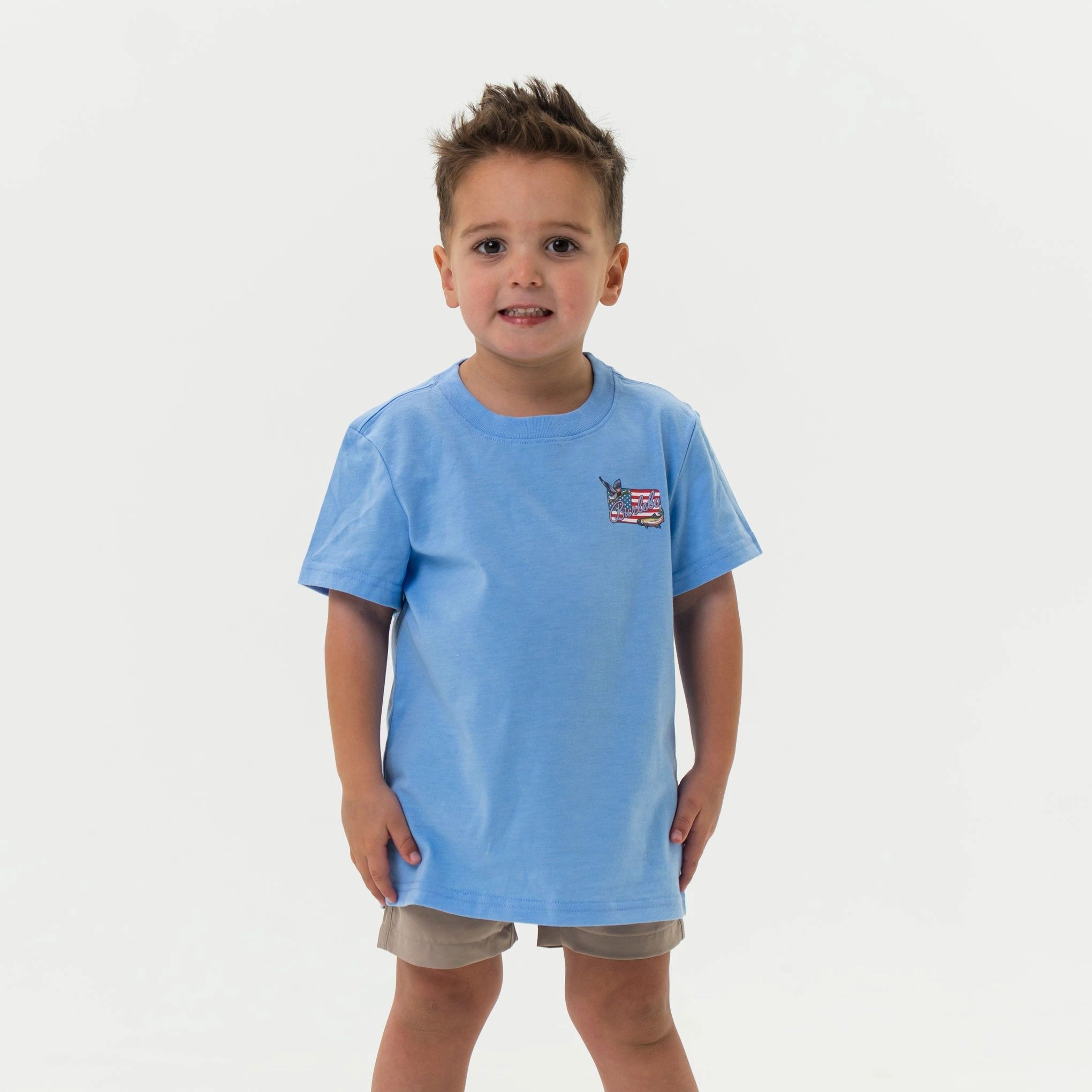 Youth Tee - BURLEBO Patch Flag - Heather Periwinkle