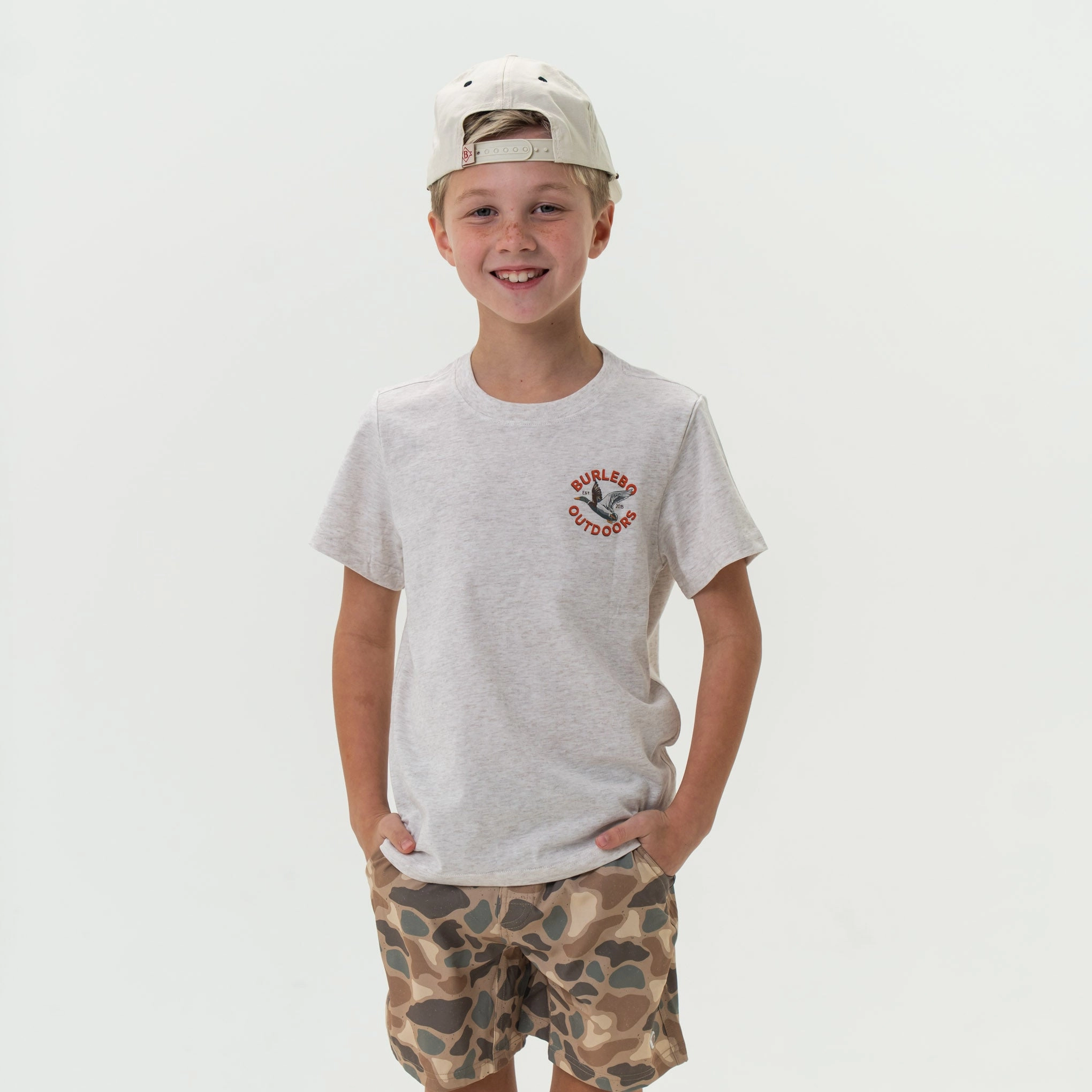Youth Tee - Old School Duck Hunt - Heather Oatmeal