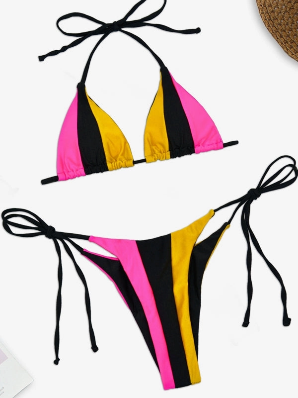 ZASUWA Female Sexy Rainbow Contrast Color Bikini Set