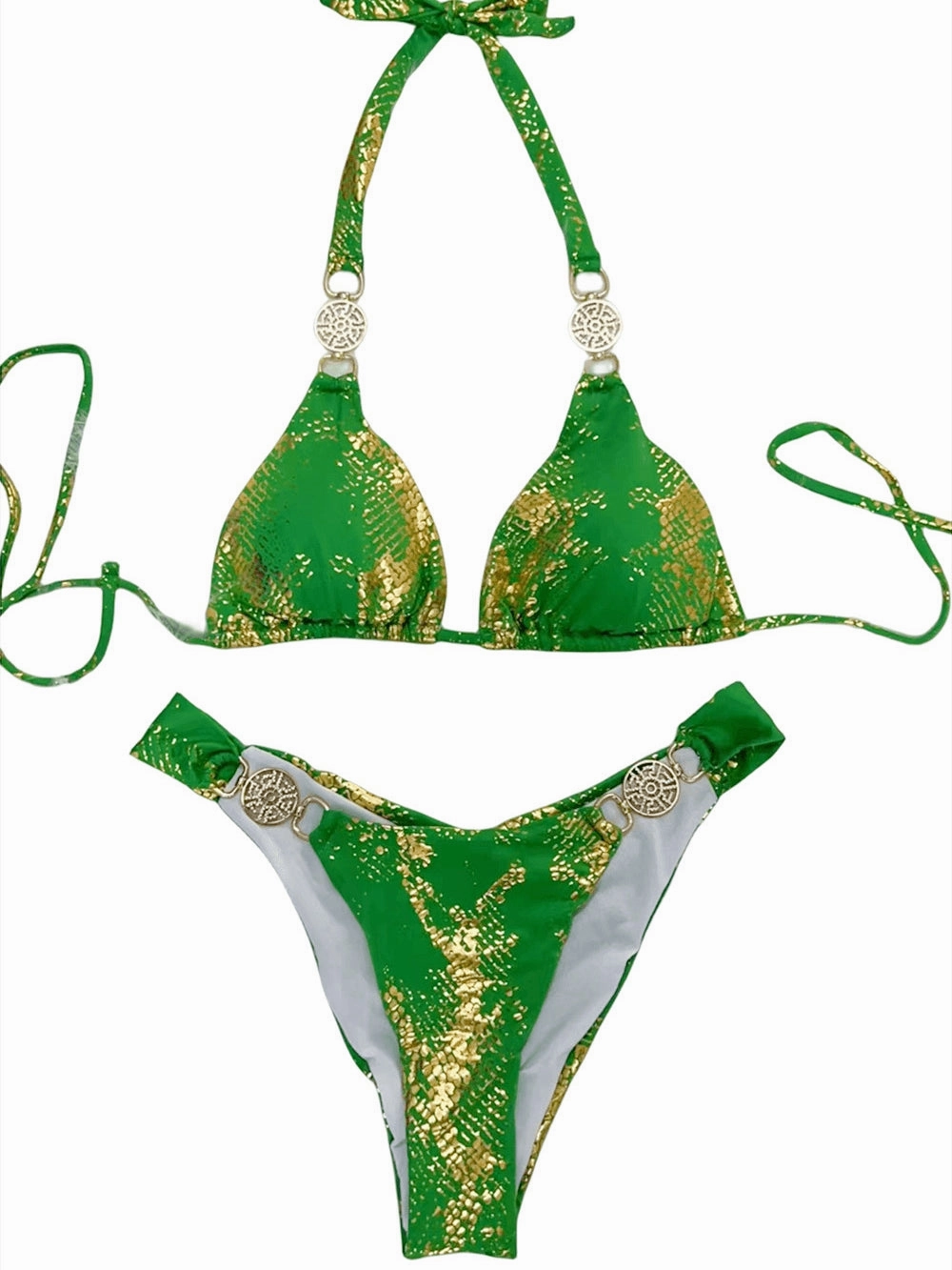 ZASUWA Female Snake Print Faux Leather Bikini Set